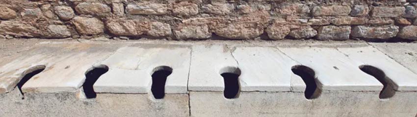 Ancient Roman engineers designed bathrooms